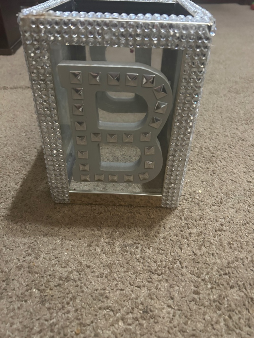 Crystal-Embellished Letter 'B' Decorative Box - Silver